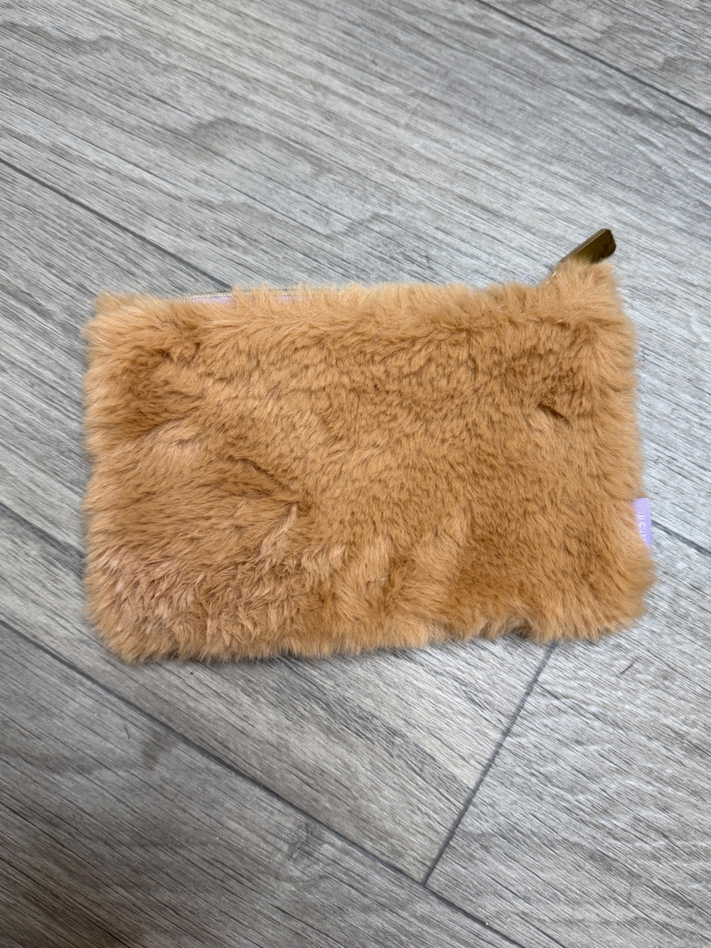 IPSY Tan Faux Fur Makeup Bag Cosmetic Pouch